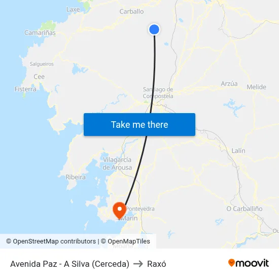 Avenida Paz - A Silva (Cerceda) to Raxó map