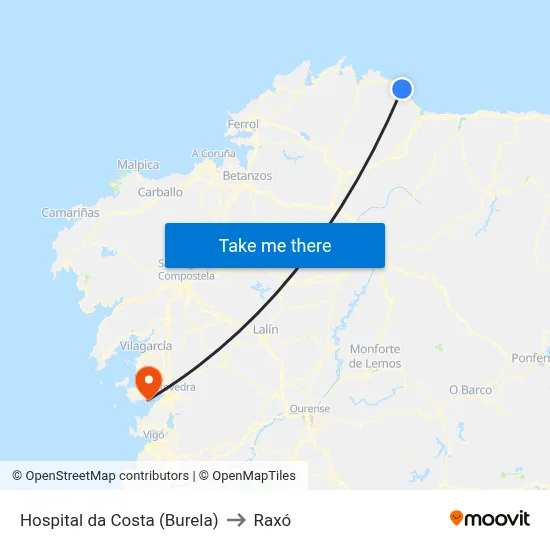 Hospital da Costa (Burela) to Raxó map
