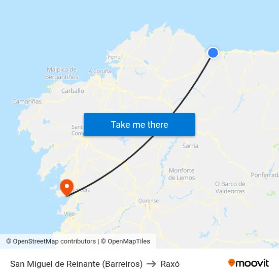 San Miguel de Reinante (Barreiros) to Raxó map