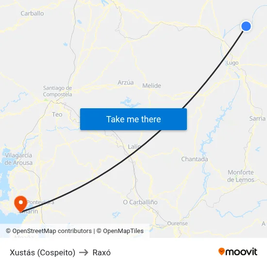 Xustás (Cospeito) to Raxó map