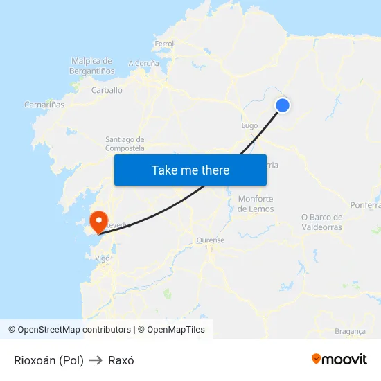 Rioxoán (Pol) to Raxó map