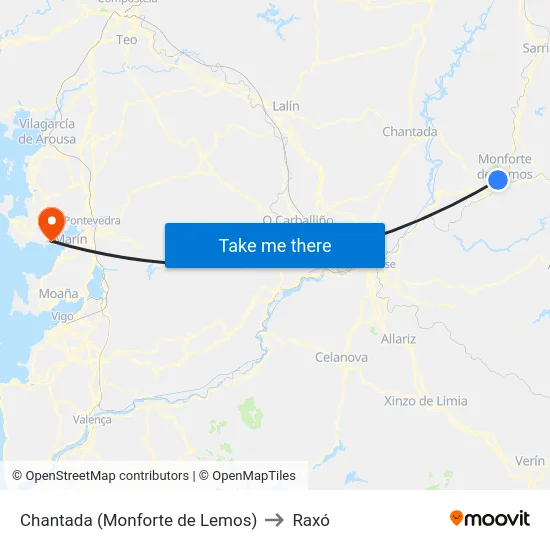 Chantada (Monforte de Lemos) to Raxó map