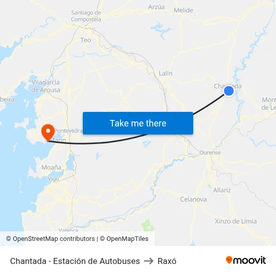 Chantada - Estación de Autobuses to Raxó map