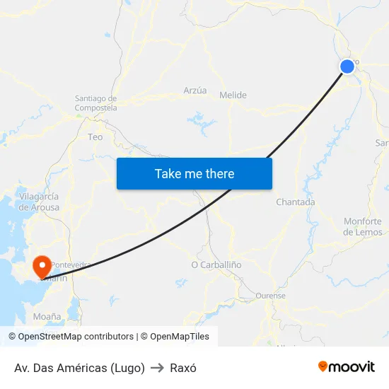 Av. Das Américas (Lugo) to Raxó map
