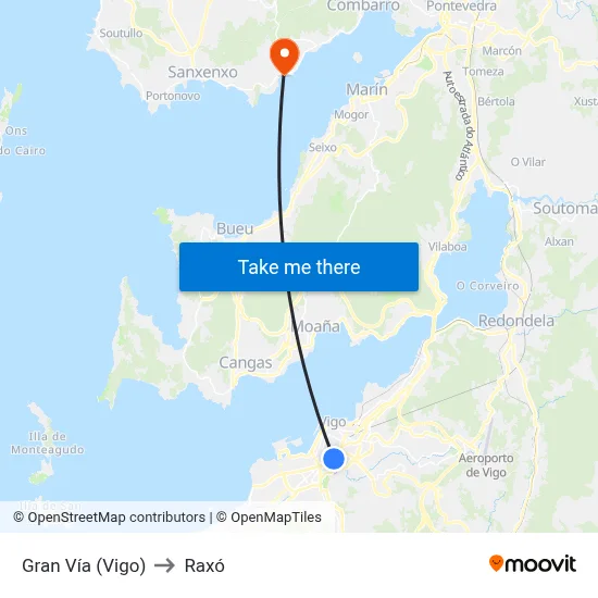 Gran Vía (Vigo) to Raxó map