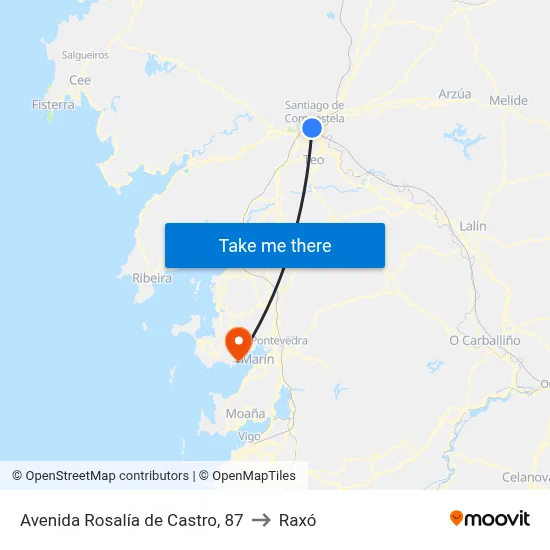 Avenida Rosalía de Castro, 87 to Raxó map