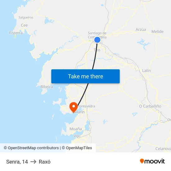 Senra, 14 to Raxó map