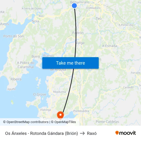 Os Ánxeles - Rotonda Gándara (Brión) to Raxó map