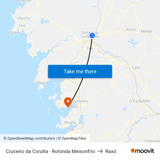 Cruceiro da Coruña - Rotonda Meixonfrío to Raxó map