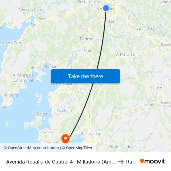 Avenida Rosalía de Castro, 6 - Milladoiro (Ames) to Raxó map