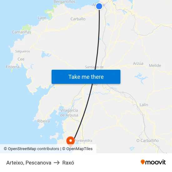 Arteixo, Pescanova to Raxó map