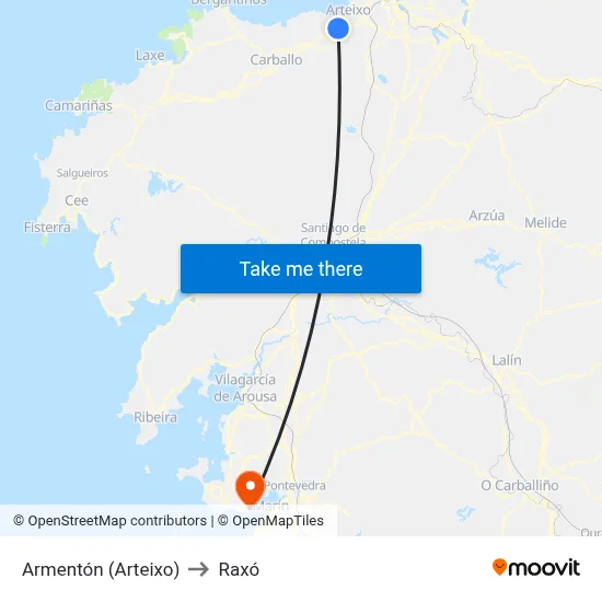 Armentón (Arteixo) to Raxó map