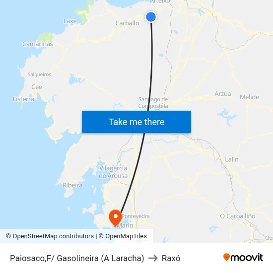 Paiosaco,F/ Gasolineira (A Laracha) to Raxó map