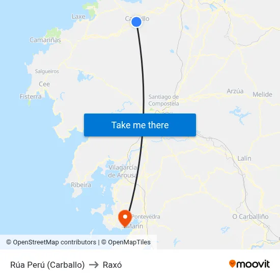 Rúa Perú (Carballo) to Raxó map