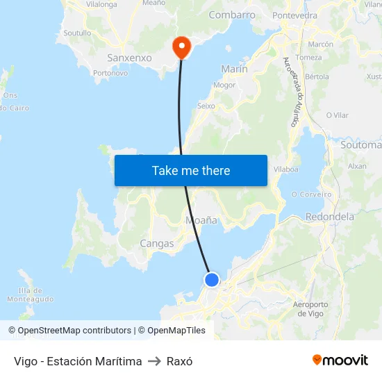 Vigo - Estación Marítima to Raxó map