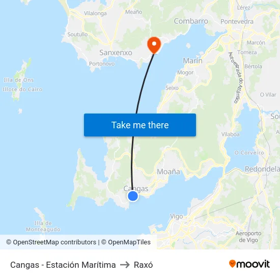 Cangas - Estación Marítima to Raxó map