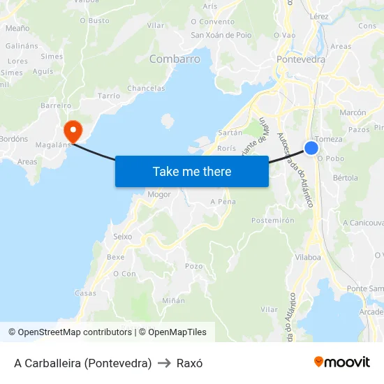 A Carballeira (Pontevedra) to Raxó map