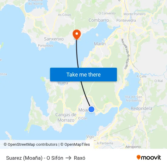 Suarez (Moaña) - O Sifón to Raxó map
