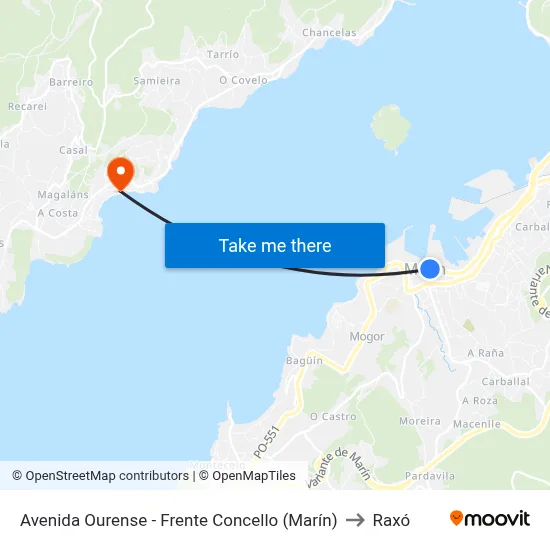Avenida Ourense - Frente Concello (Marín) to Raxó map