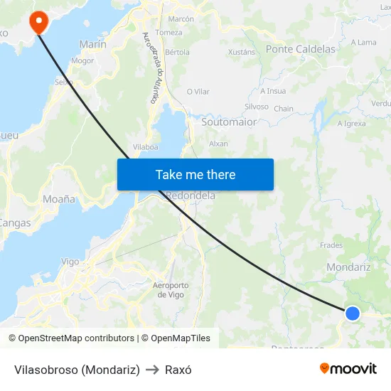 Vilasobroso (Mondariz) to Raxó map