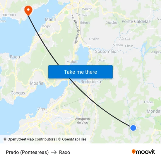 Prado (Ponteareas) to Raxó map