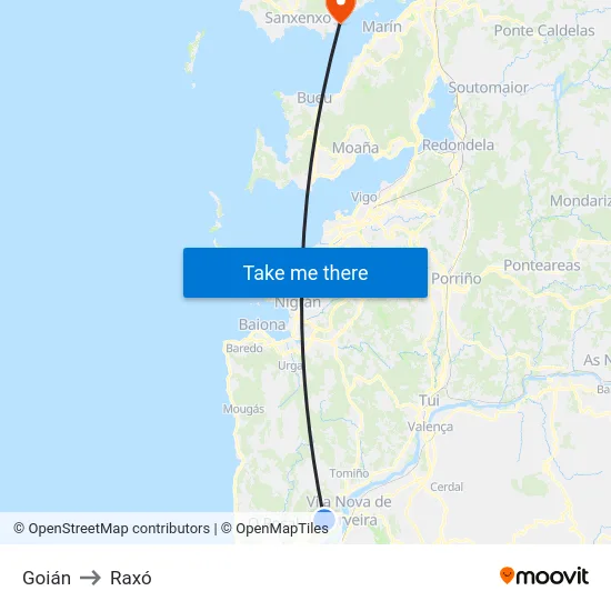 Goián to Raxó map