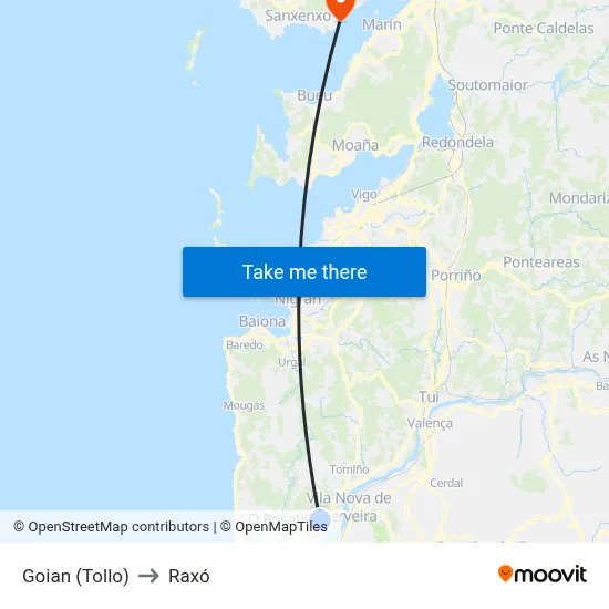 Goian (Tollo) to Raxó map