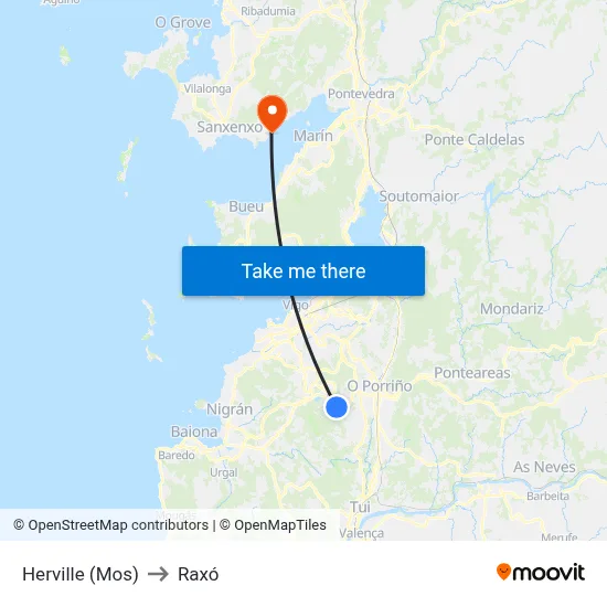 Herville (Mos) to Raxó map