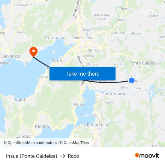 Insua (Ponte Caldelas) to Raxó map