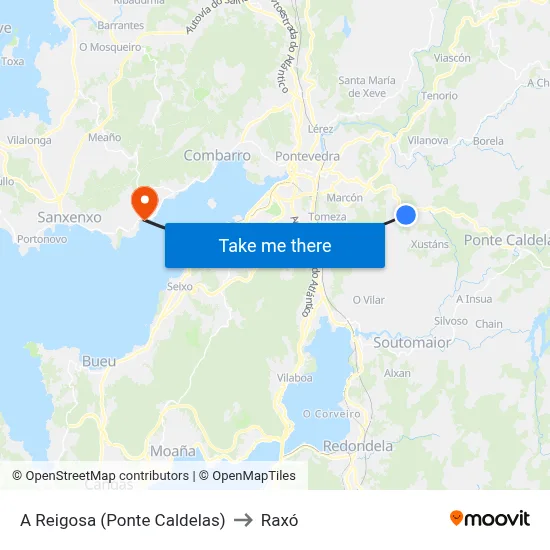 A Reigosa (Ponte Caldelas) to Raxó map