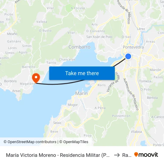 María Victoria Moreno - Residencia Militar (Pontevedra) to Raxó map