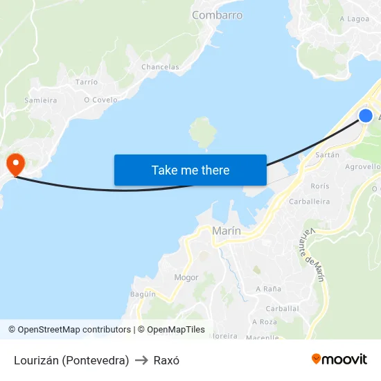 Lourizán (Pontevedra) to Raxó map
