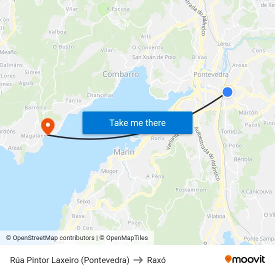 Rúa Pintor Laxeiro (Pontevedra) to Raxó map