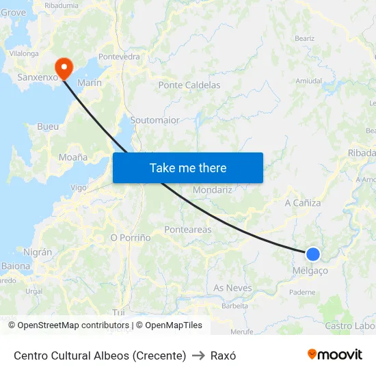 Centro Cultural Albeos (Crecente) to Raxó map
