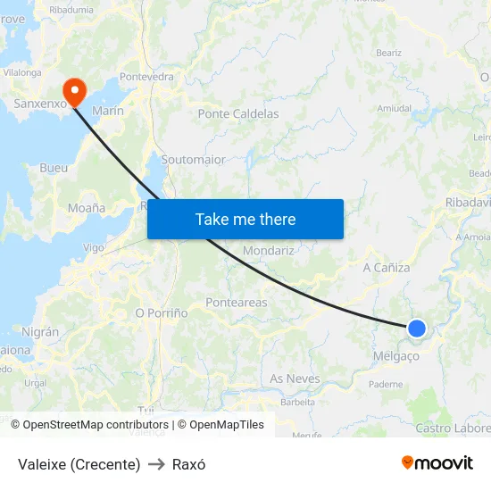 Valeixe (Crecente) to Raxó map