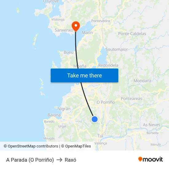 A Parada (O Porriño) to Raxó map