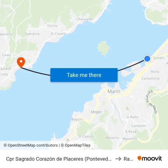 Cpr Sagrado Corazón de Placeres (Pontevedra) to Raxó map