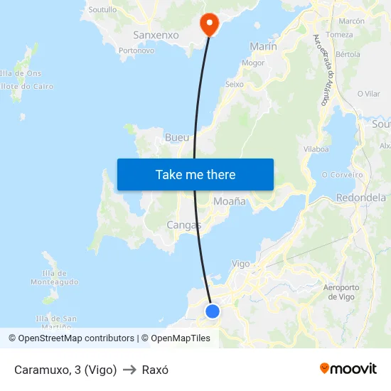 Caramuxo, 3 (Vigo) to Raxó map