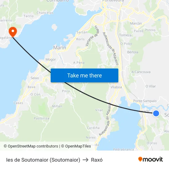 Ies de Soutomaior (Soutomaior) to Raxó map