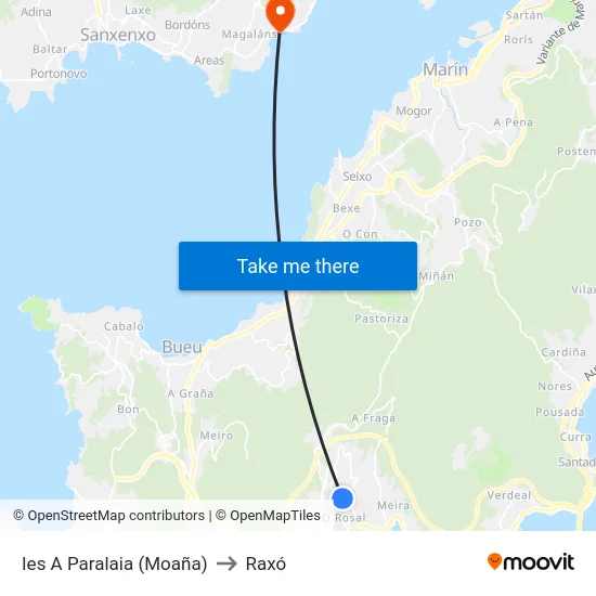 Ies A Paralaia (Moaña) to Raxó map