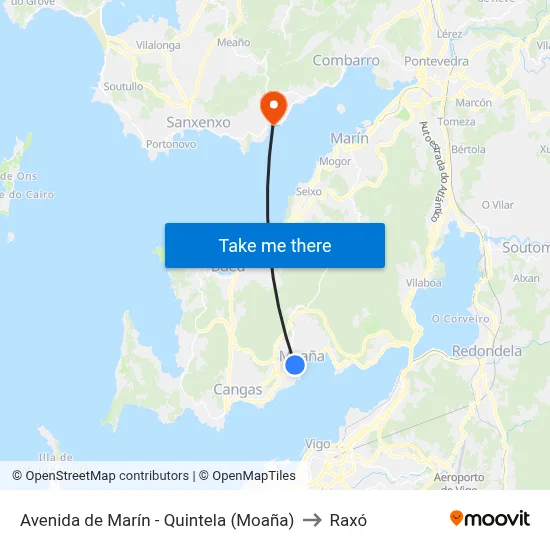 Avenida de Marín - Quintela (Moaña) to Raxó map