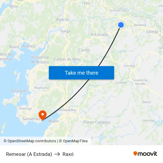 Remesar (A Estrada) to Raxó map