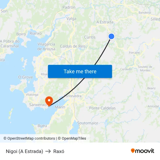 Nigoi (A Estrada) to Raxó map