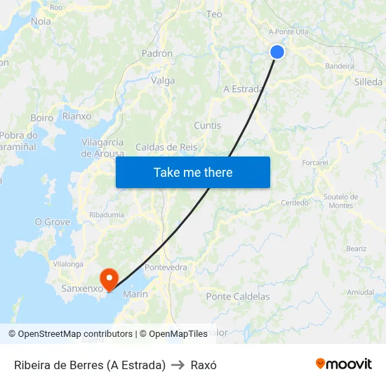 Ribeira de Berres (A Estrada) to Raxó map