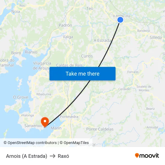Arnois (A Estrada) to Raxó map