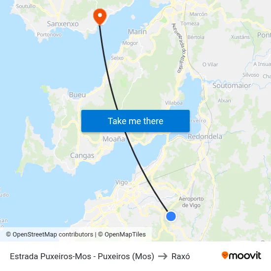 Estrada Puxeiros-Mos - Puxeiros (Mos) to Raxó map