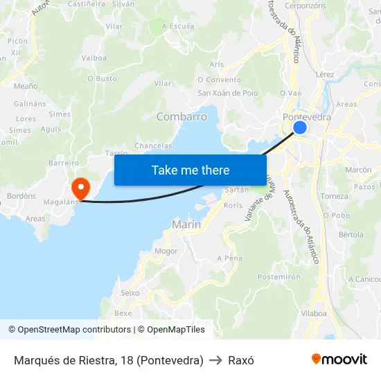 Marqués de Riestra, 18 (Pontevedra) to Raxó map