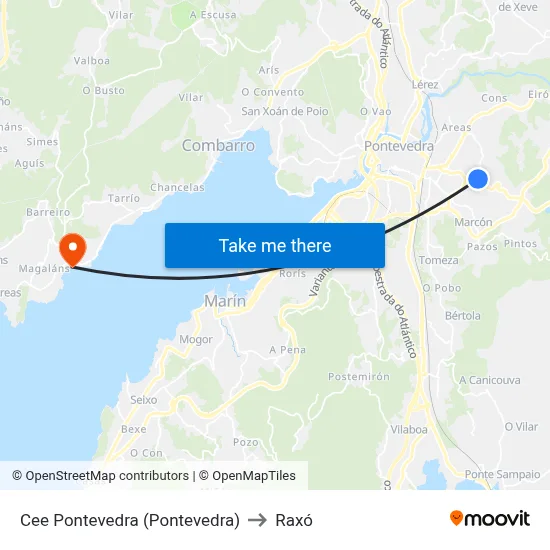 Cee Pontevedra (Pontevedra) to Raxó map