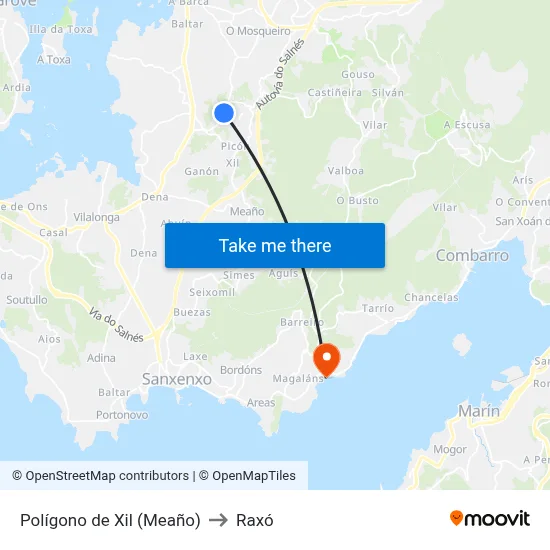 Polígono de Xil (Meaño) to Raxó map