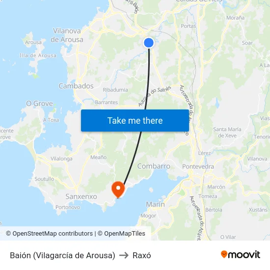 Baión (Vilagarcía de Arousa) to Raxó map